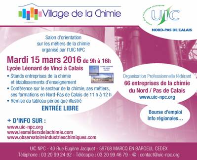 Village de la chimie en région : 15 mars au lycée Léonard de Vinci à Calais
